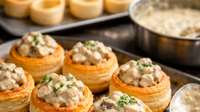 Bulk-Prepared Chicken and Mushroom Vol-au-Vents
