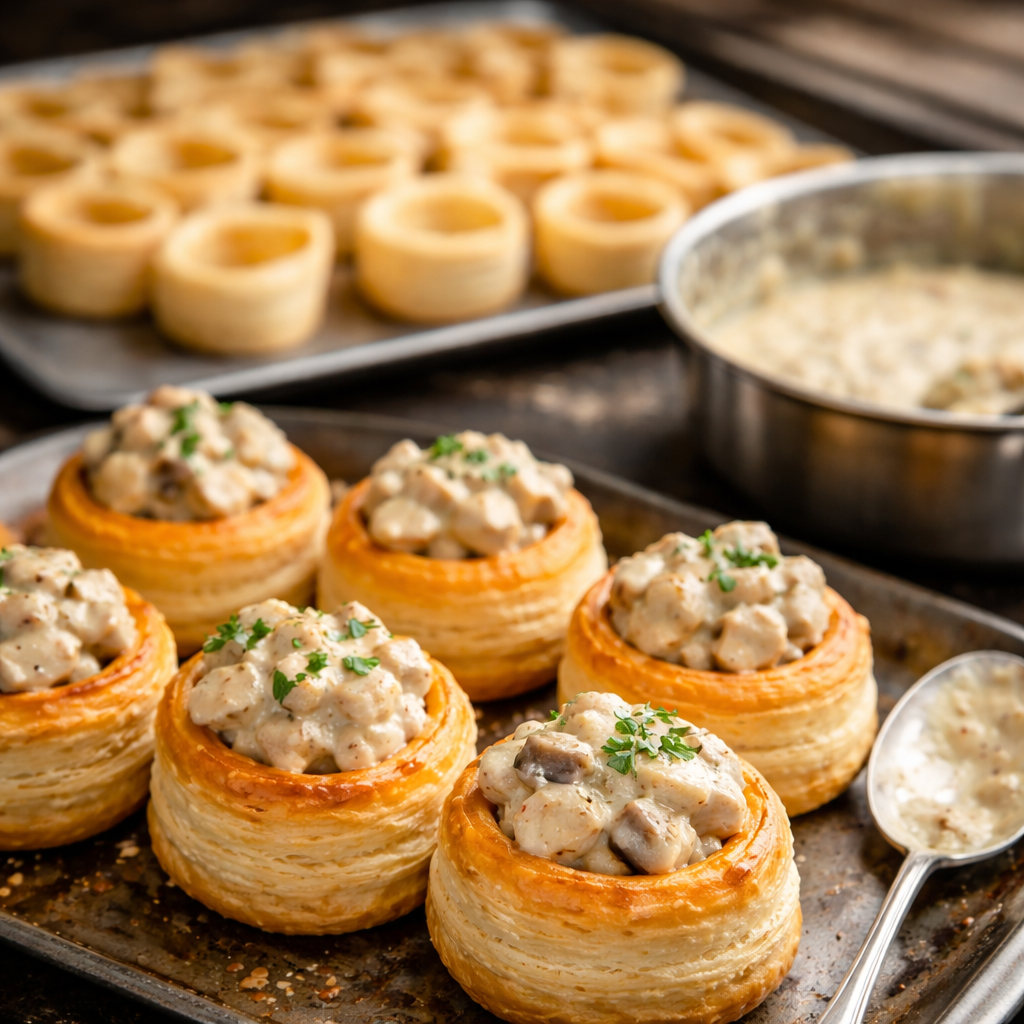 Bulk-Prepared Chicken and Mushroom Vol-au-Vents