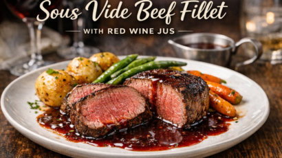ous Vide Beef Fillet Catering Recipe with Red Wine Jus