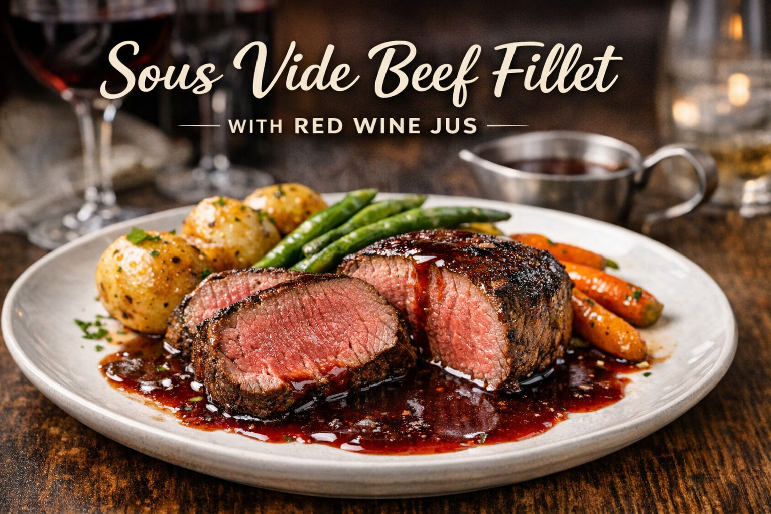 ous Vide Beef Fillet Catering Recipe with Red Wine Jus